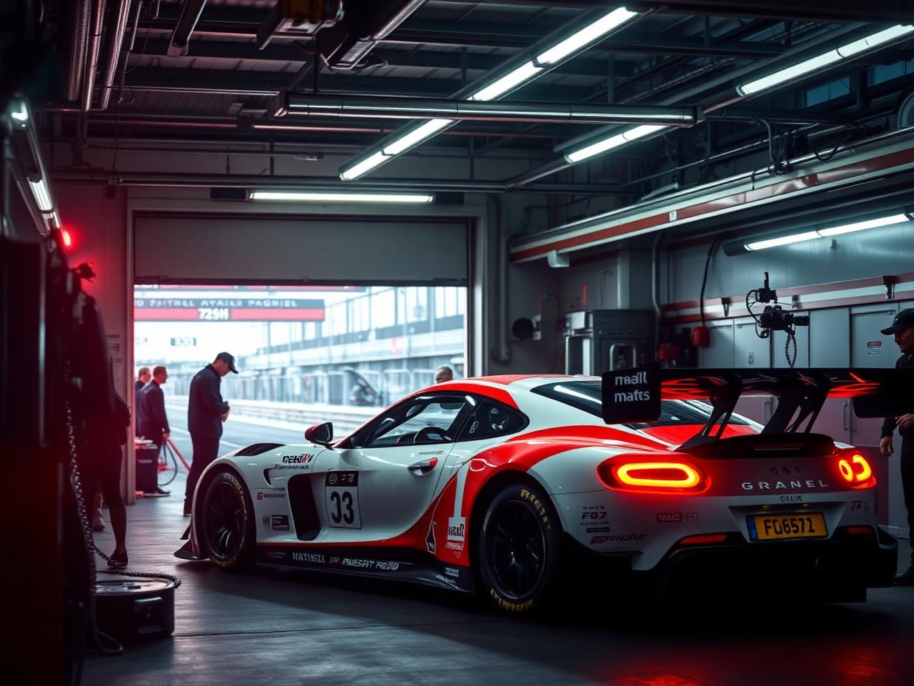 Auto de competición en box motorsport